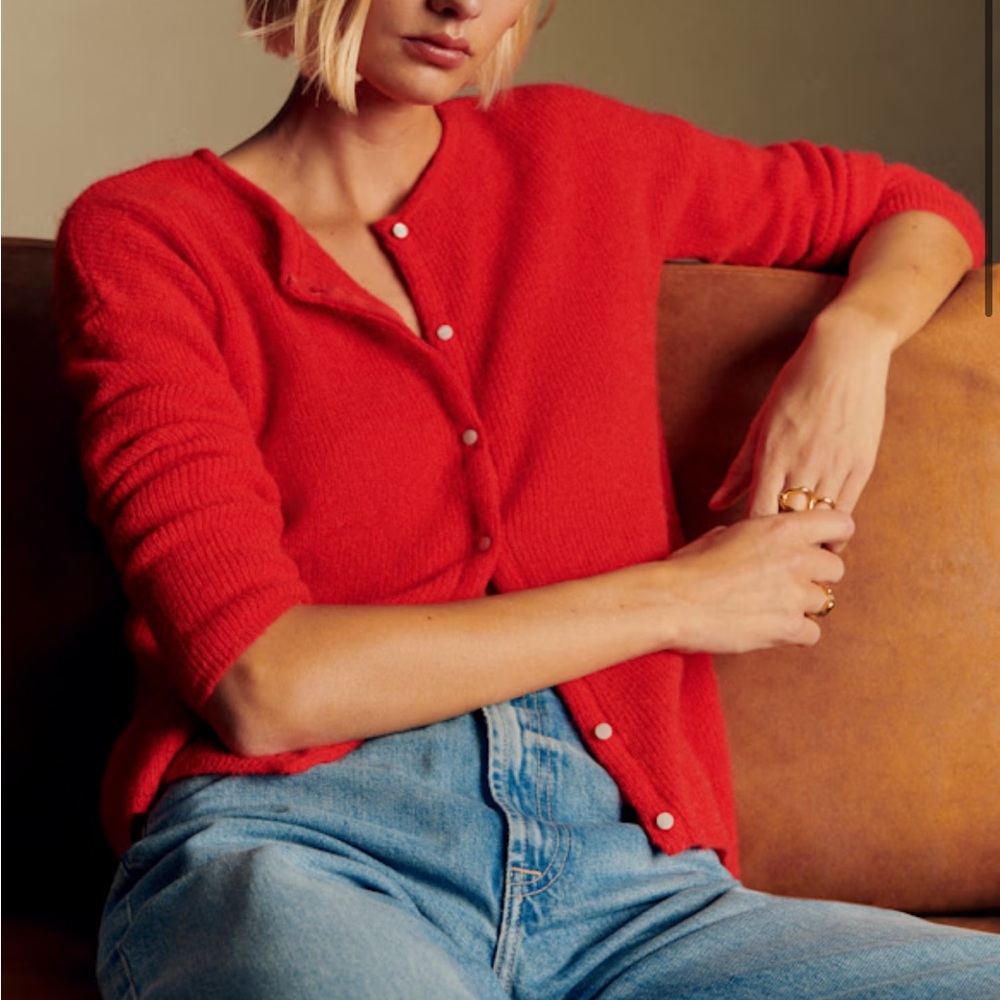 Sezane red Gaspard cardigan